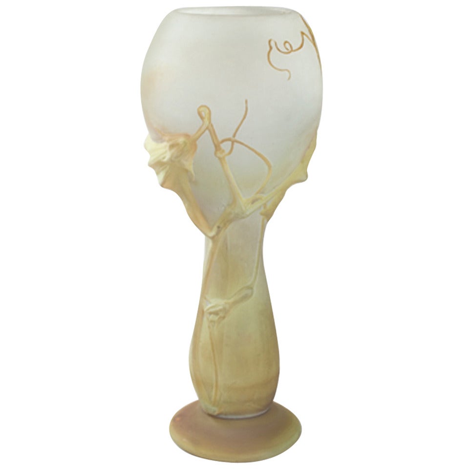 Daum French Art Nouveau Cameo Glass Vase