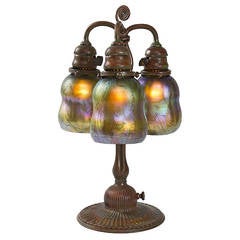 Tiffany Studios Blue “Favrile” Glass and Bronze Lamp