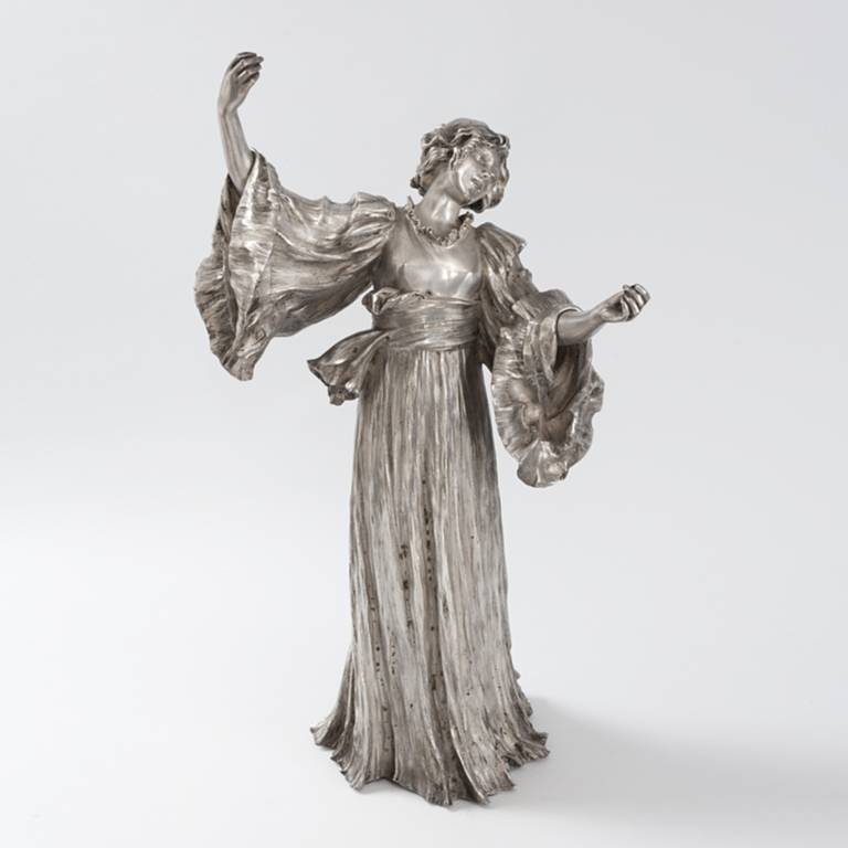 This silvered bronze sculpture, titled 