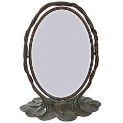 Antique Tiffany Studios Bronze “Lily Pad” Mirror