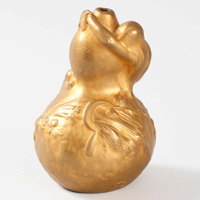 French Art Nouveau Figural Gilt Bronze Bud Vase by Cornu In Excellent Condition In New York, NY