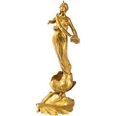 Maurice Bouval Französisch Jugendstil Bronze Jungfrau