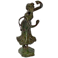 Rupert Carabin - Figurine de danseuse en bronze - Castanets