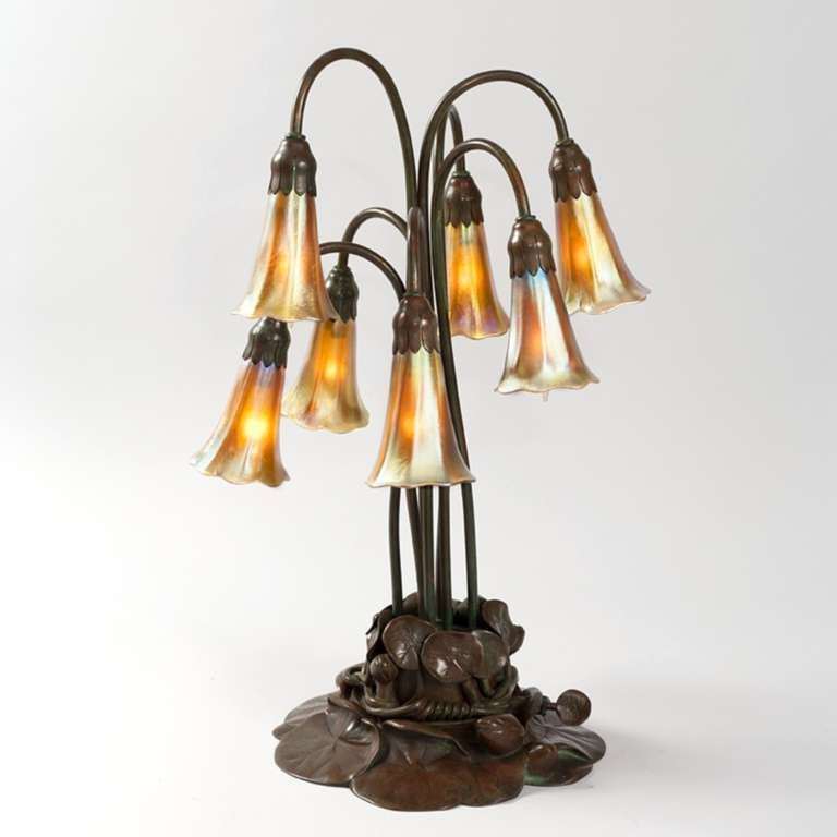 A Tiffany Studios New York Favrile glass and patinated bronze  