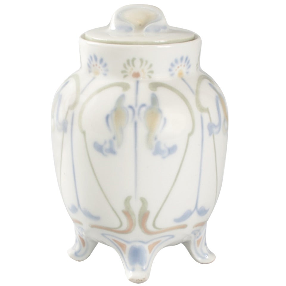 Georges de Feure French Art Nouveau Covered Porcelain Jar For Sale
