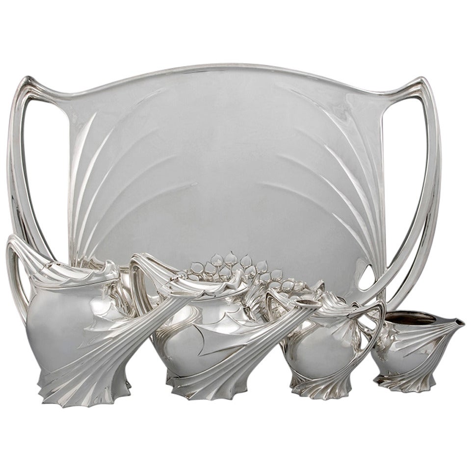 Paul Follot French Art Nouveau Silver Tea Service