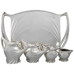 Antique Paul Follot French Art Nouveau Silver Tea Service