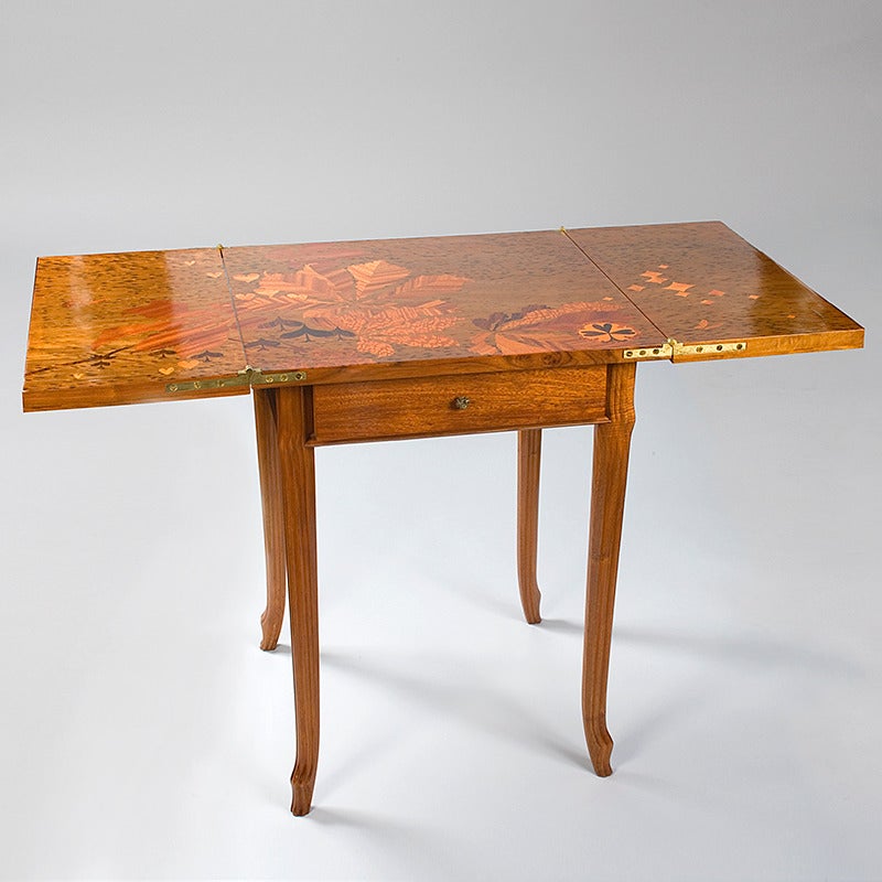 Marquetry Emile Gallé French Art Nouveau Games Table
