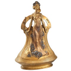 Antique Charles Korschann French Art Nouveau Patinated Bronze Vase