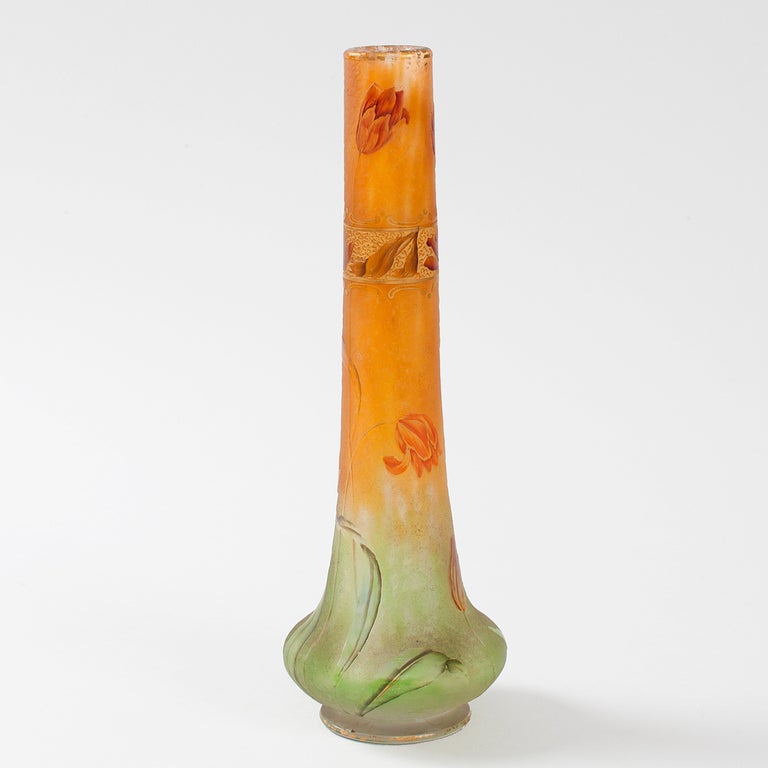 Daum Nancy French Art Nouveau Cameo Glass Bud Vase