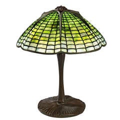 Antique Tiffany Studios New York "Spider" Leaded Glass Table Lamp