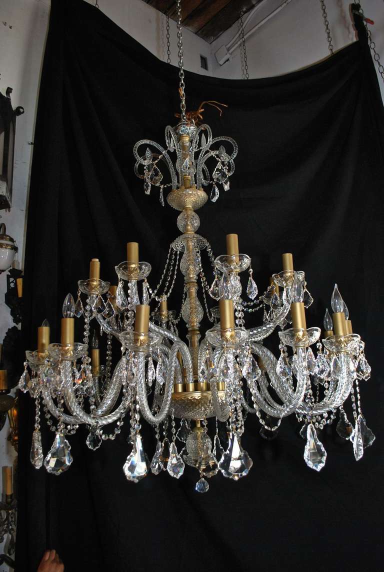 magnificent  Large 24 Arms Crystal Chandelier From Czechoslovakia In Excellent Condition In Los Angeles, CA