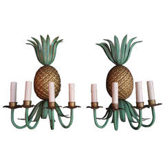 Large Pair of Vintage Italian Pineapple Sconces