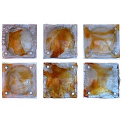 Set of Six Mid-Century Handblown Murano Glasses by Mazzega ( two are sold )