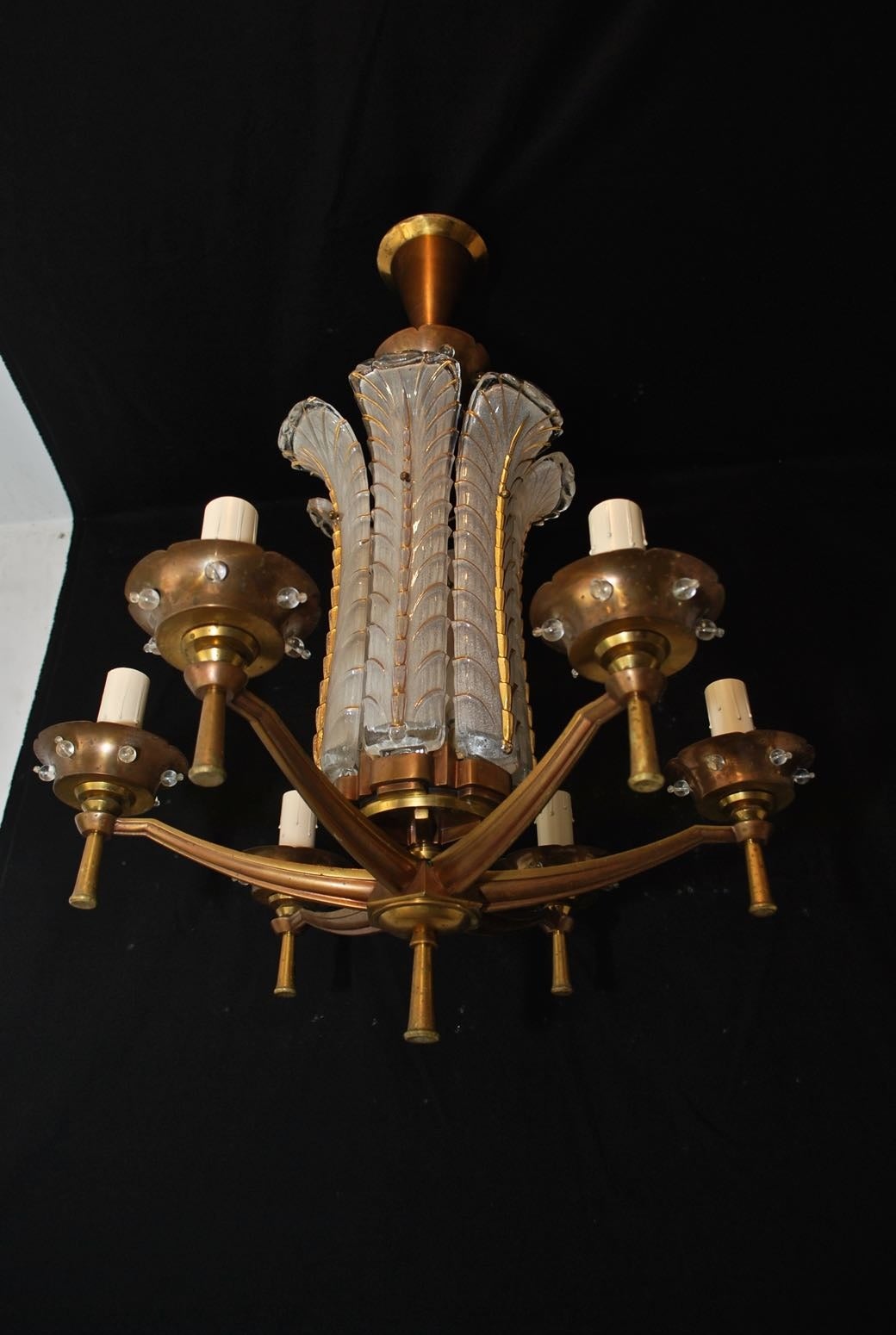 French Art Deco Bronze Chandelier, Signed Ezan at 1stDibs art deco