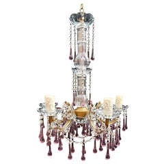 1940 Small crystal and pink  Chandelier