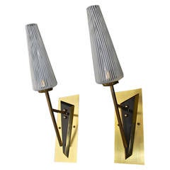 Large Pair of French Mid-Century Sconces