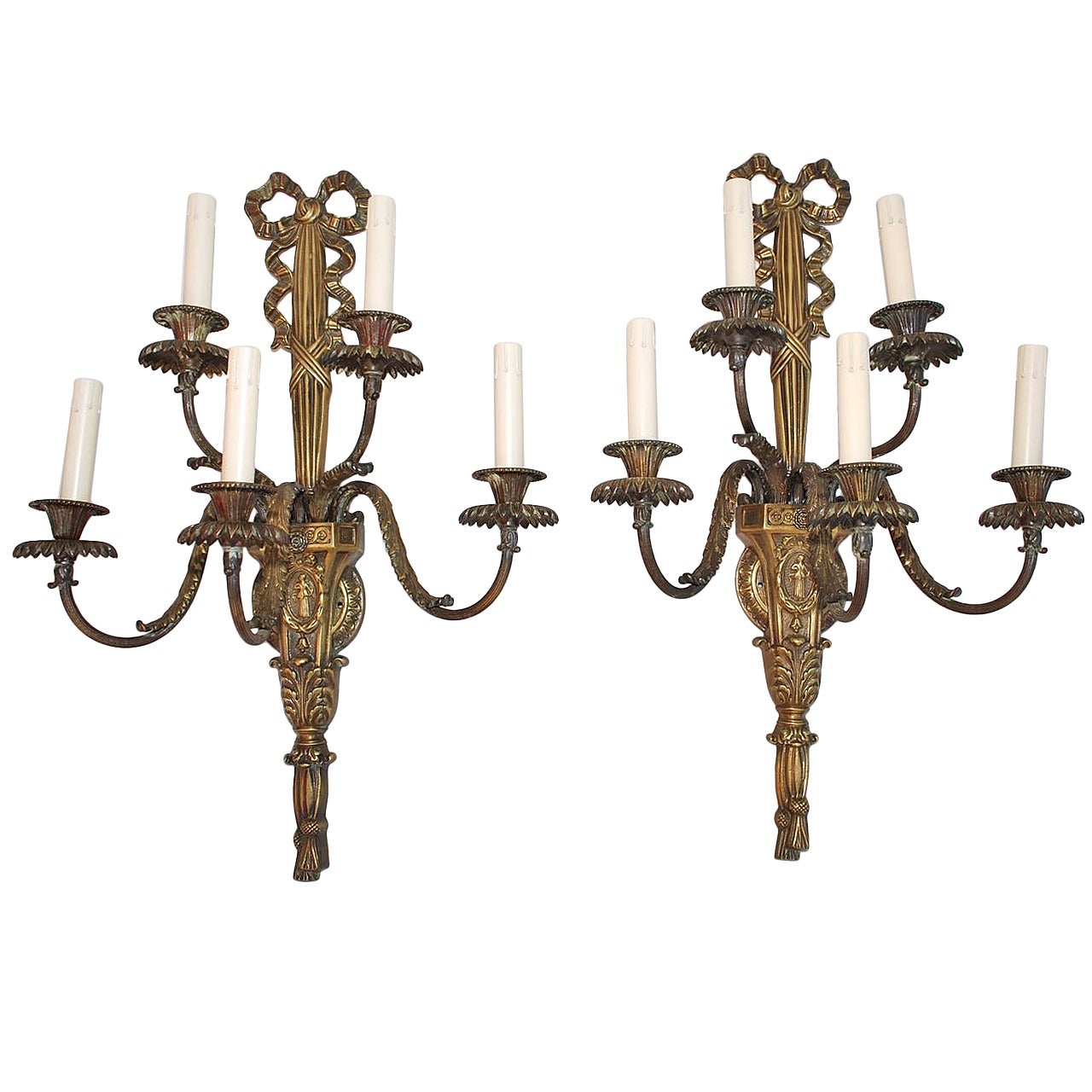 Large Pair of French Bronze Sconces Louis XV Style ( with one more pair ) For Sale