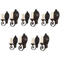 Set of Ten 1920 Cast Iron and Wrought Iron Wall sconces