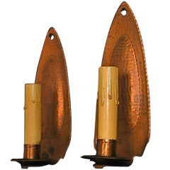 Antique pair of copper sconces by ROYCROFT