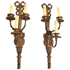 Large Antique Pair of French Bronze Sconces