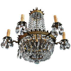 Beautiful  Small 1940s Crystal Chandelier