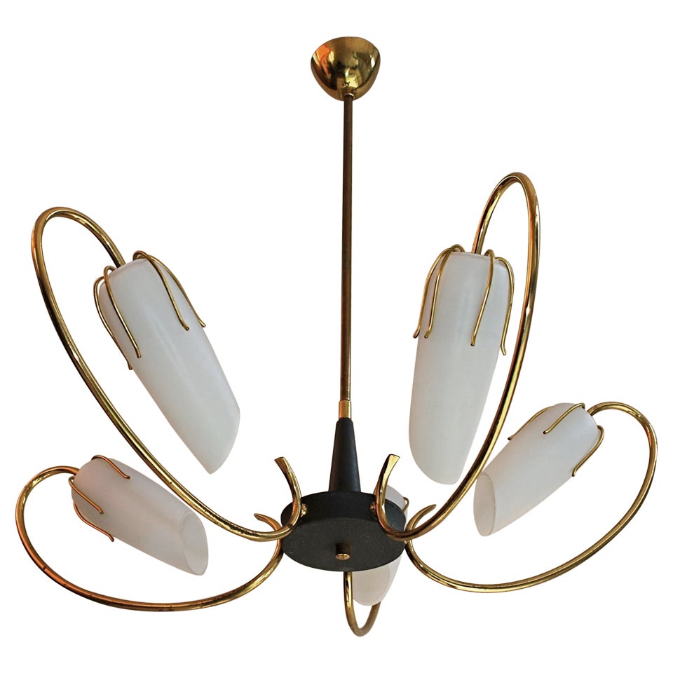 Mid Century French 1950 Chandelier For Sale