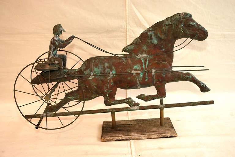 A very nice late 19 TH Century weathervane, the patina is so much nicer in person, it is made with a very old stand

ALL SALES ARE FINAL, STORE CREDIT OR EXCHANGE ONLY