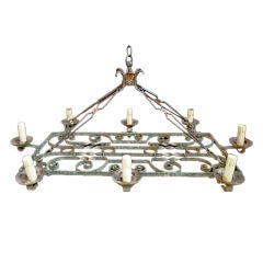 large antique  French  wrought iron chandelier