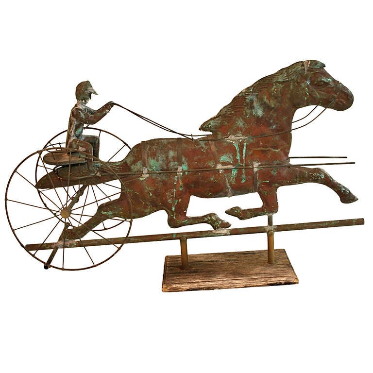 19th Century Weathervane Horse and Gentleman