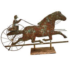 Retro 19th Century Weathervane Horse and Gentleman