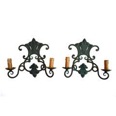 A pair of antique French wrought iron sconces 7