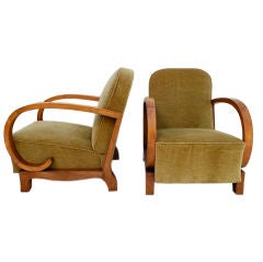 Pair of antique French Art Deco club chairs