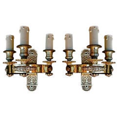 pair of antique French 1940 bronze sconces 5