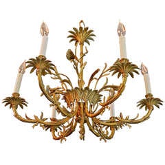 Antique Beautiful French Bronze Bamboo Chandelier