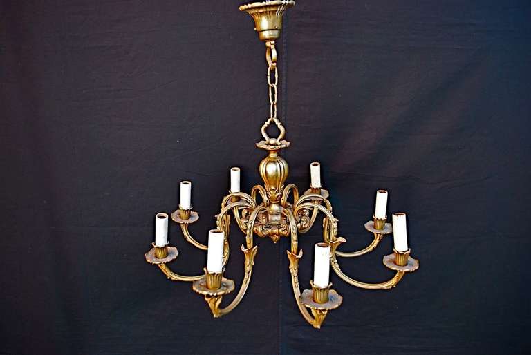 Antique French solid bronze chandelier In Good Condition In Los Angeles, CA