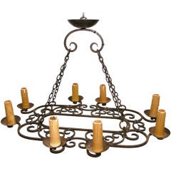 Antique French  wrought iron chandelier