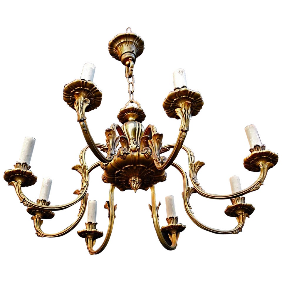 Antique French solid bronze chandelier