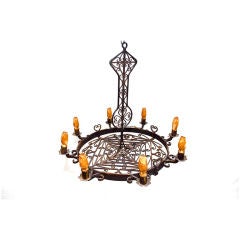 antique French  wrought iron chandelier