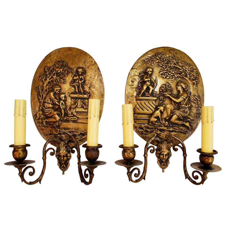 19th Century French Bronze Sconces For Sale