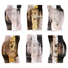 Beautiful Set of 1970 Six Murano Glass Sconces by Mazzega ( 4 are sold ) 2