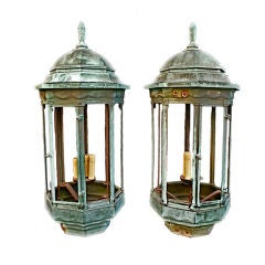 pair of Antique  large bronze street lights/ post lights