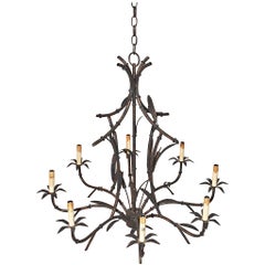 Large Faux Bamboo Tole Chandelier