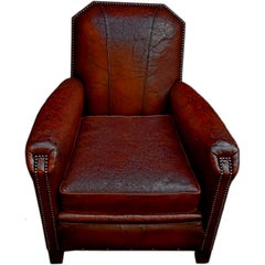 antique Art deco  leather club chair