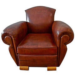 French Art Deco leather club chair 9