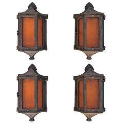 Rare  Set of seven Cast Iron, 1920s Outdoor Sconces ( five are sold )