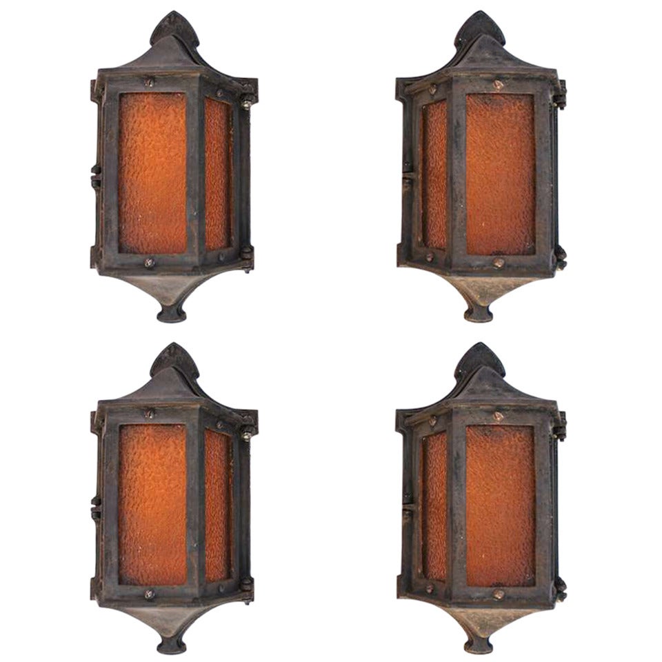 Rare  Set of seven Cast Iron, 1920s Outdoor Sconces ( five are sold )