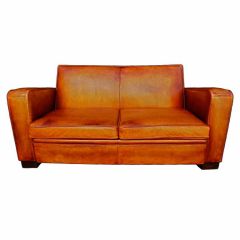Antique French  Leather Sofa In The Style Of Jean Michel Frank