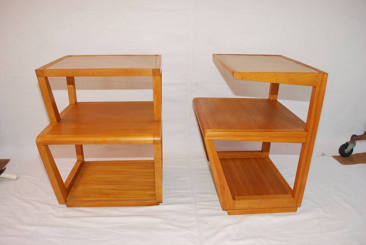 A very nice pair of end tables, his and hers, it has the original top, and the original patina is nicer in person.