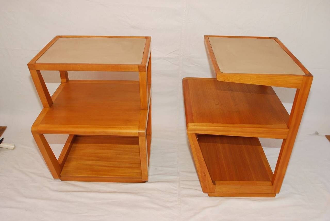 Mid-Century Modern Pair of His and Hers Step side Tables by Edward Wormley For Sale